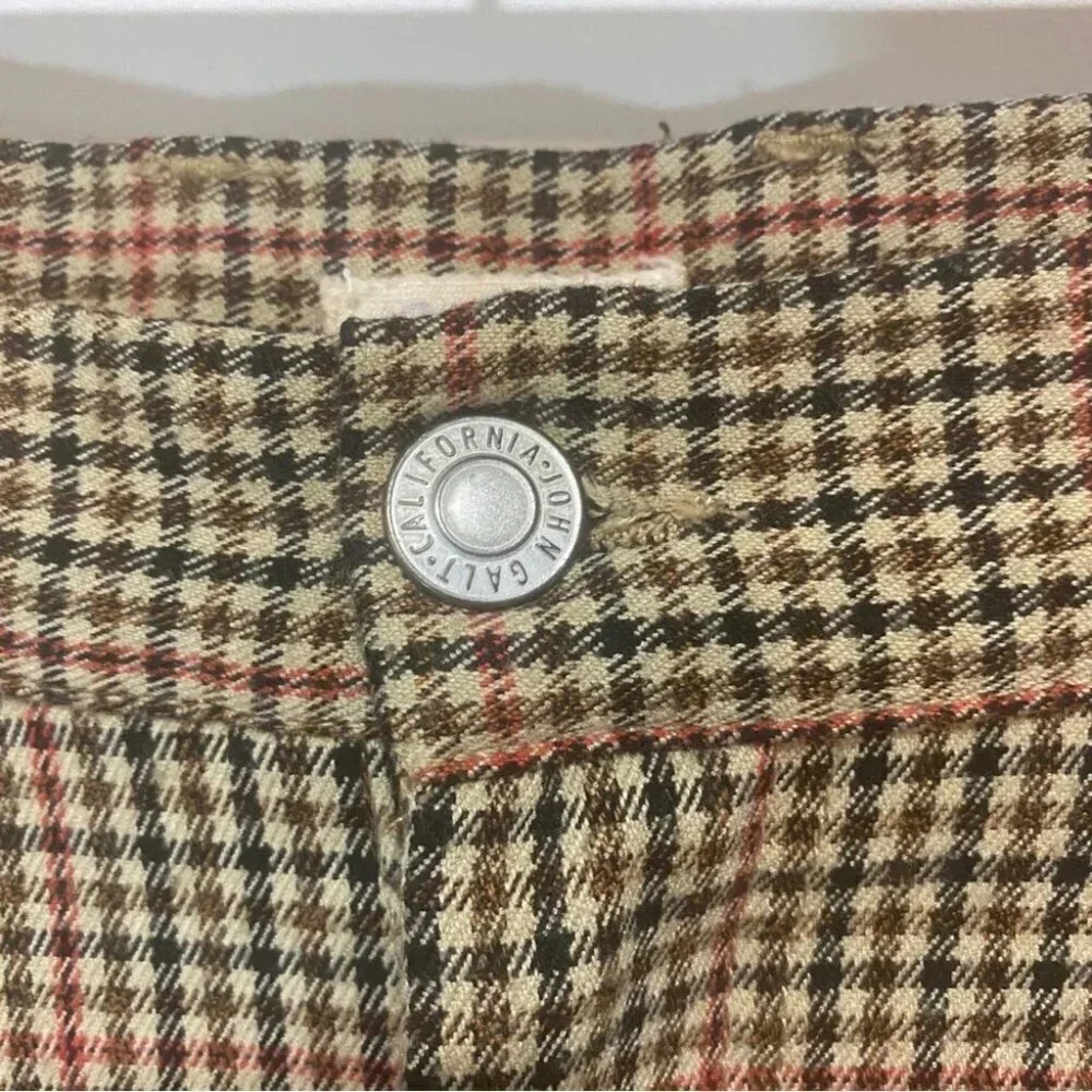 Brandy Melville California Y2K Preppy Neutral Brown Checkered Mini Skirt S - Picture 8 of 16